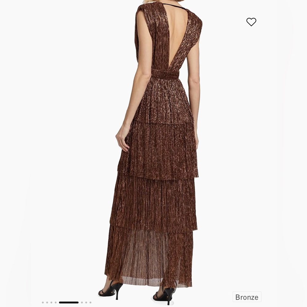 Sabina Musáyev Skylar Tiered Belted Metallic Gown - Picture 3 of 7